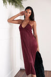 Safi Plisse Maxi Dress Wine