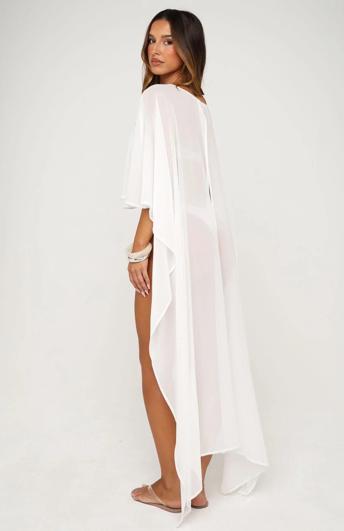 Aura Mist Poncho Top Off White
