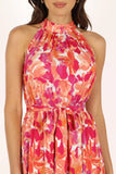 Caroline Maxi Halter Dress Red Orange