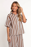 Thalia Short Sleeve Shirt Chocolate Stripe
