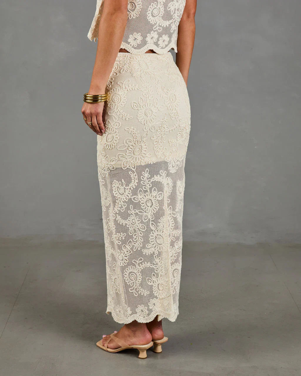 Soft Story Embroidered Floral Midi Skirt