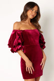 Dali Off Shoulder Velvet Mini Dress Ruby