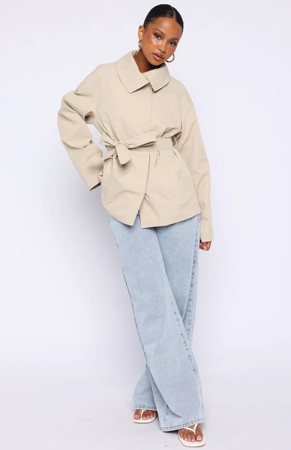Could Touch Cropped Trench Jacket Sand