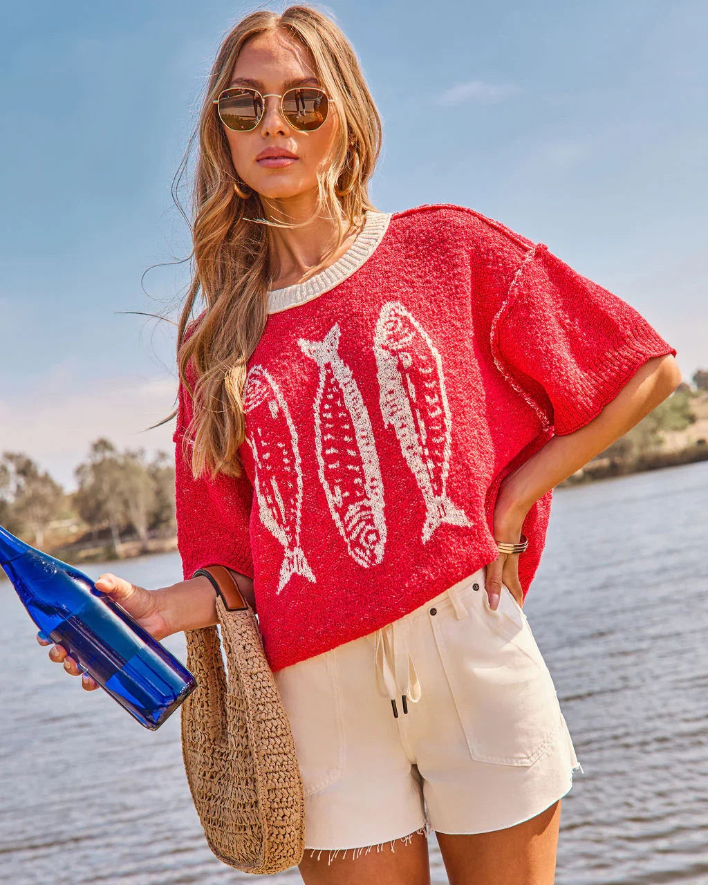 Good Catch Novelty Sardine Print Sweater