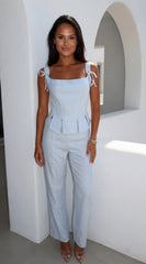 Celestie Tie Strap Pant Set Blue
