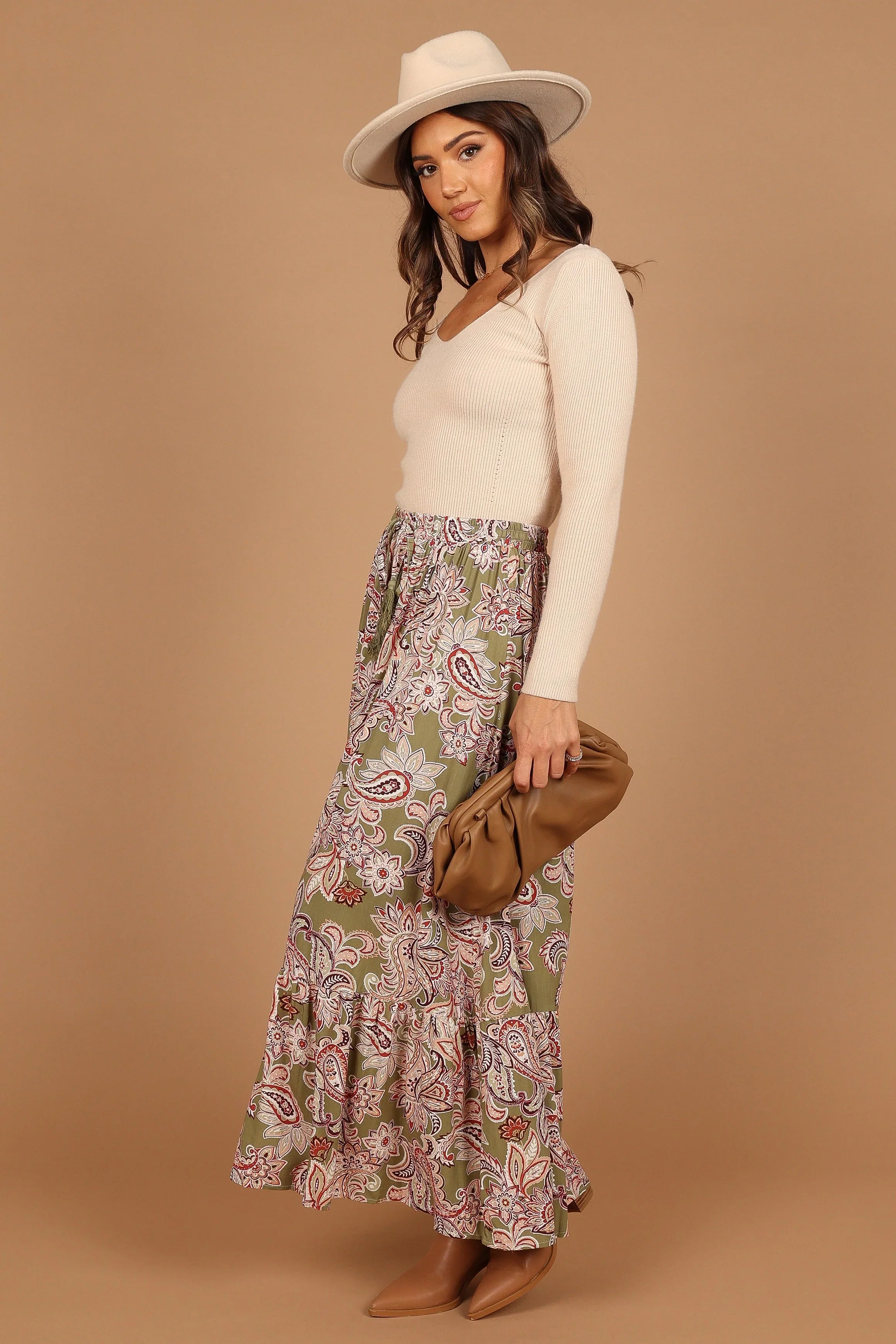 Katherine Skirt Olive Paisley