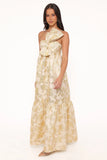 Betina Bow Front Maxi Dress Yellow Brocade