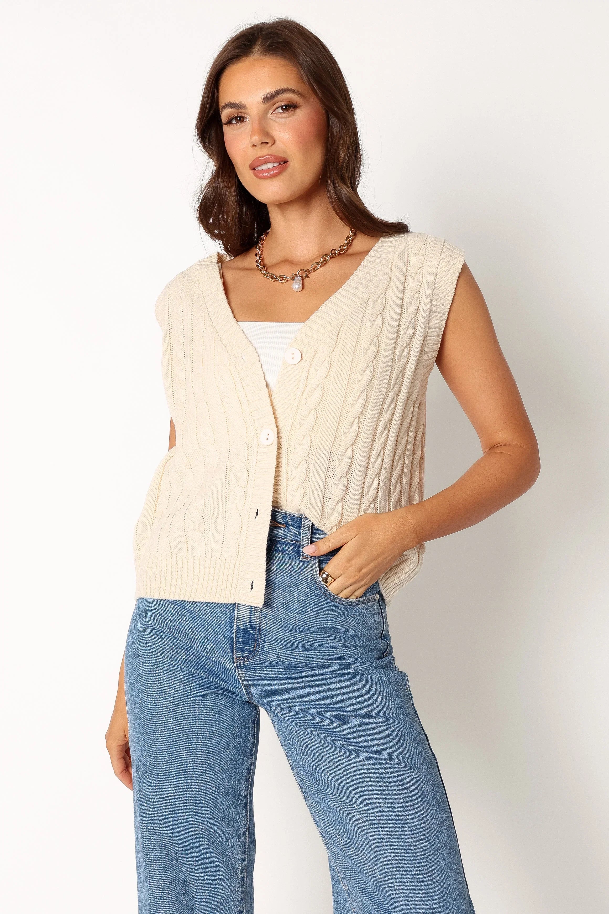 Kyle Knit Vest Cream