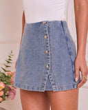 Avalia Buttoned Denim Mini Skort