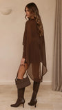 Carey Sheer Cape Poncho Brown