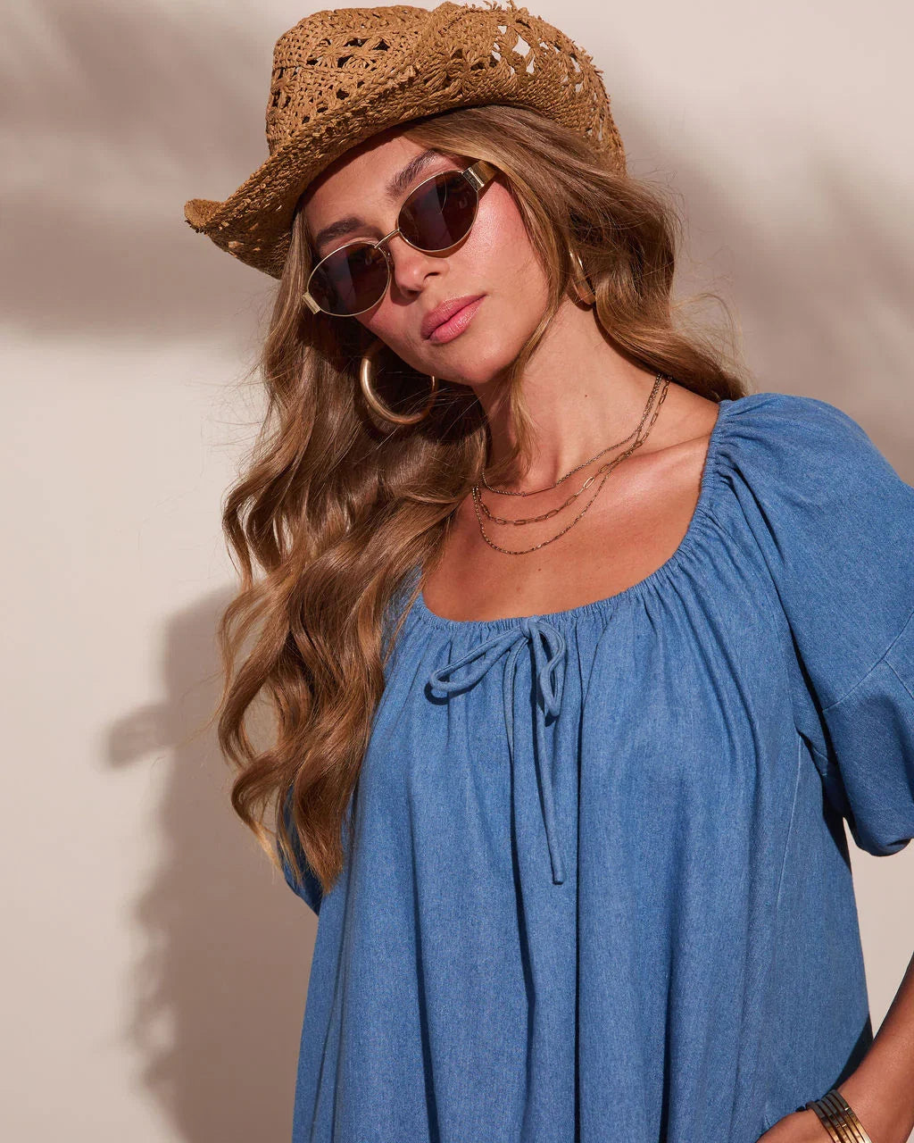 Mellanie Shift Chambray Mini Dress