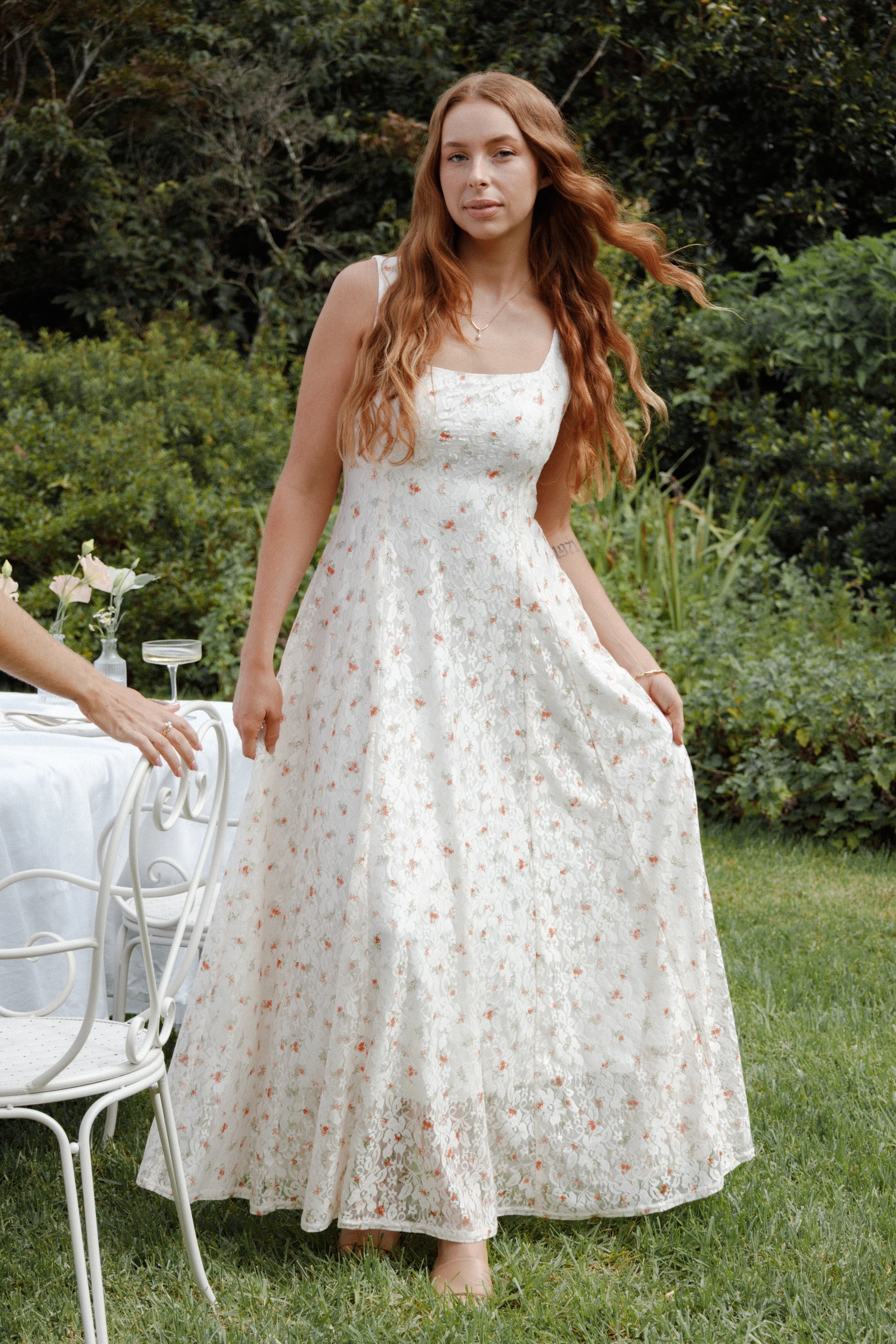 Valley Maxi Dress White Floral Lace