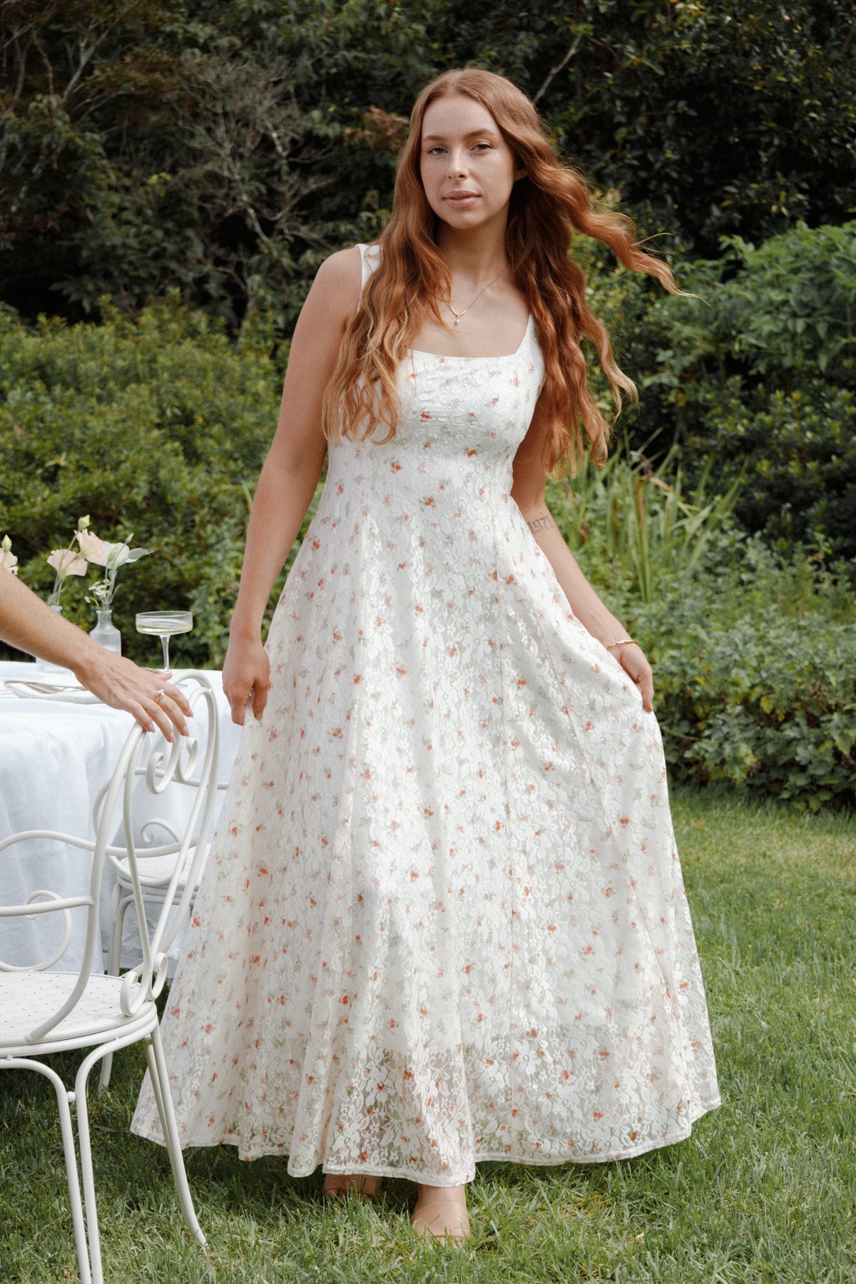 Valley Maxi Dress White Floral Lace