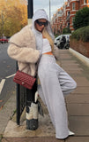Come A Long Way Wide Leg Sweatpants Grey Marle