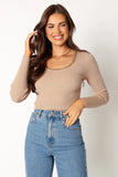 Wells Long Sleeve Knit Top Taupe