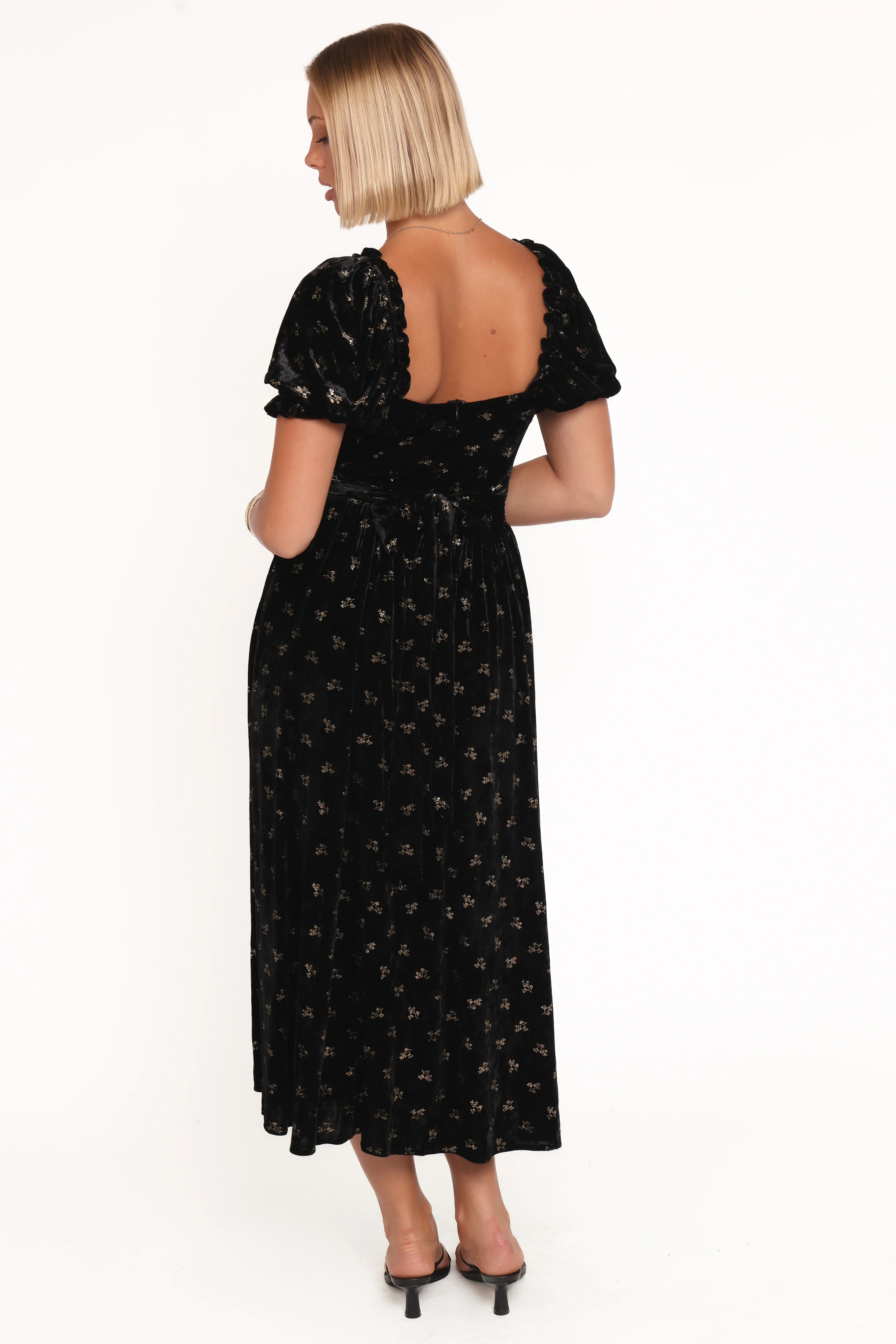 Farryn Maxi Dress Black Gold Velvet