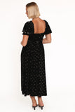 Farryn Maxi Dress Black Gold Velvet