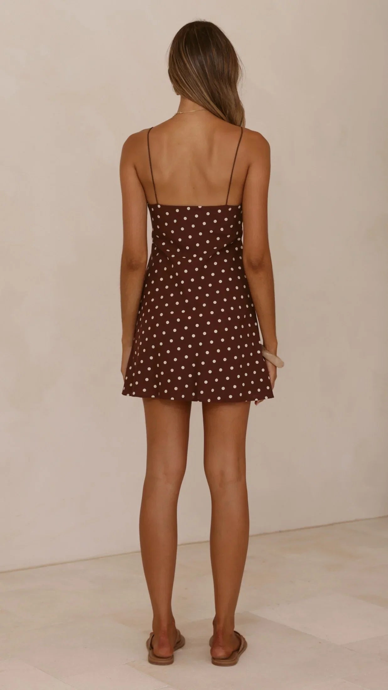 Halina Mini Dress Chocolate Nude Spot