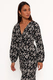 Minelli Pleat Top Black White Floral