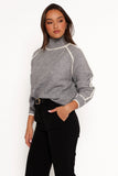 Rylee Contrast Hem Knit Sweater Grey