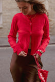 Fauna Tonal Floral Cardigan Red