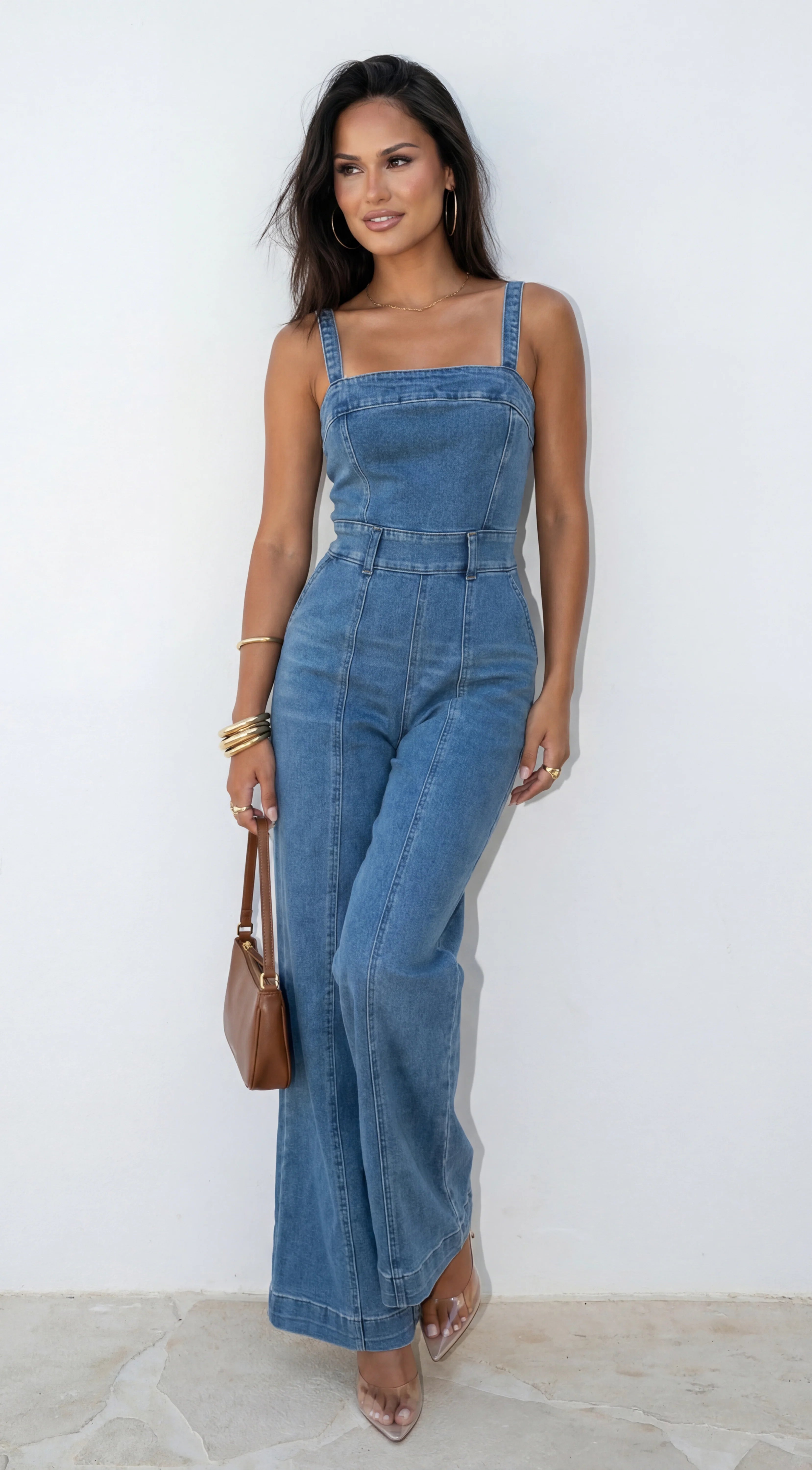 Evolet Denim Jumpsuit Blue