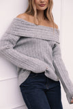 Kenny Off Shoulder Knit Sweater Grey