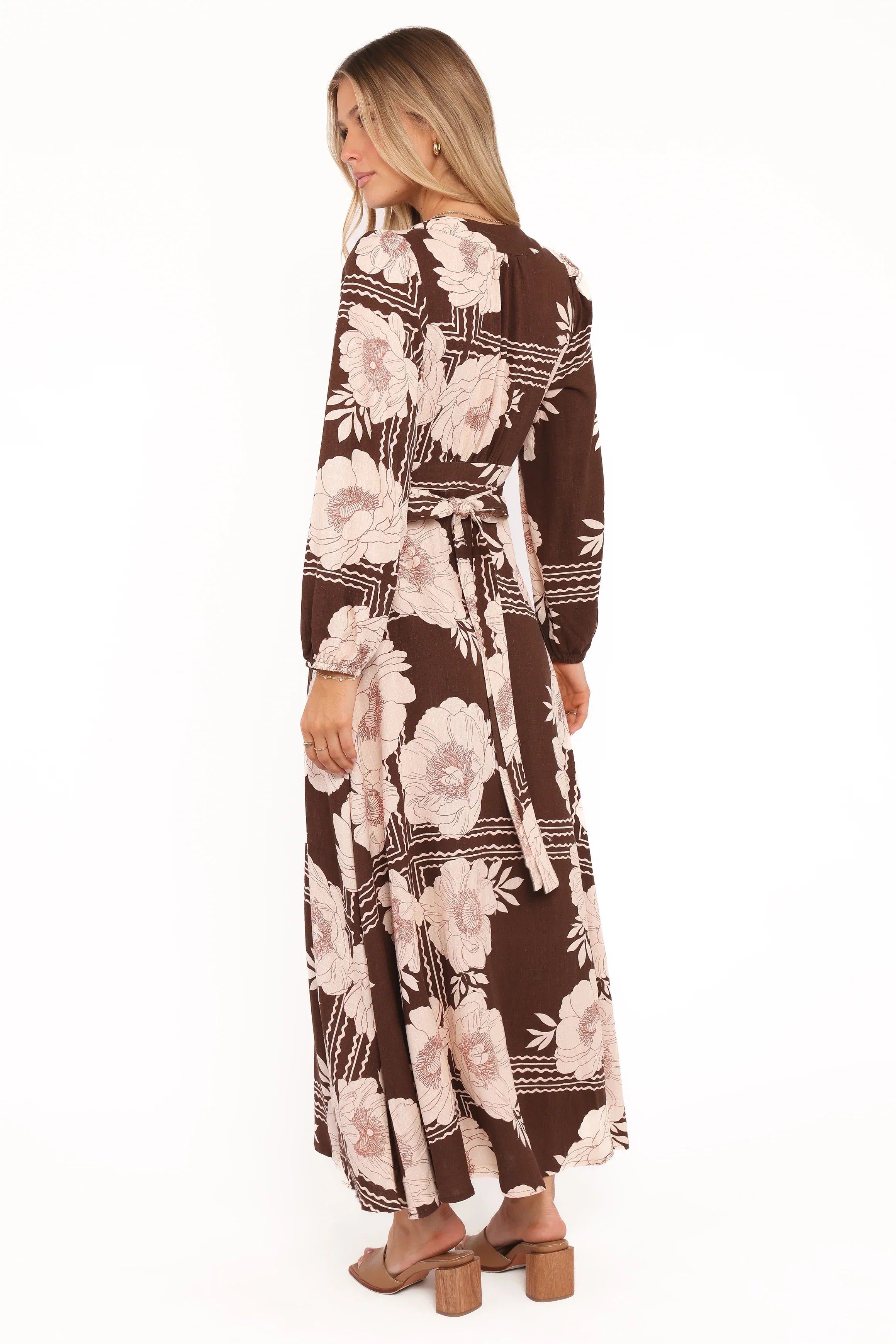 Safia Midi Dress Brown Floral