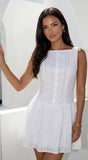 Helena Boat Neck Mini Dress White