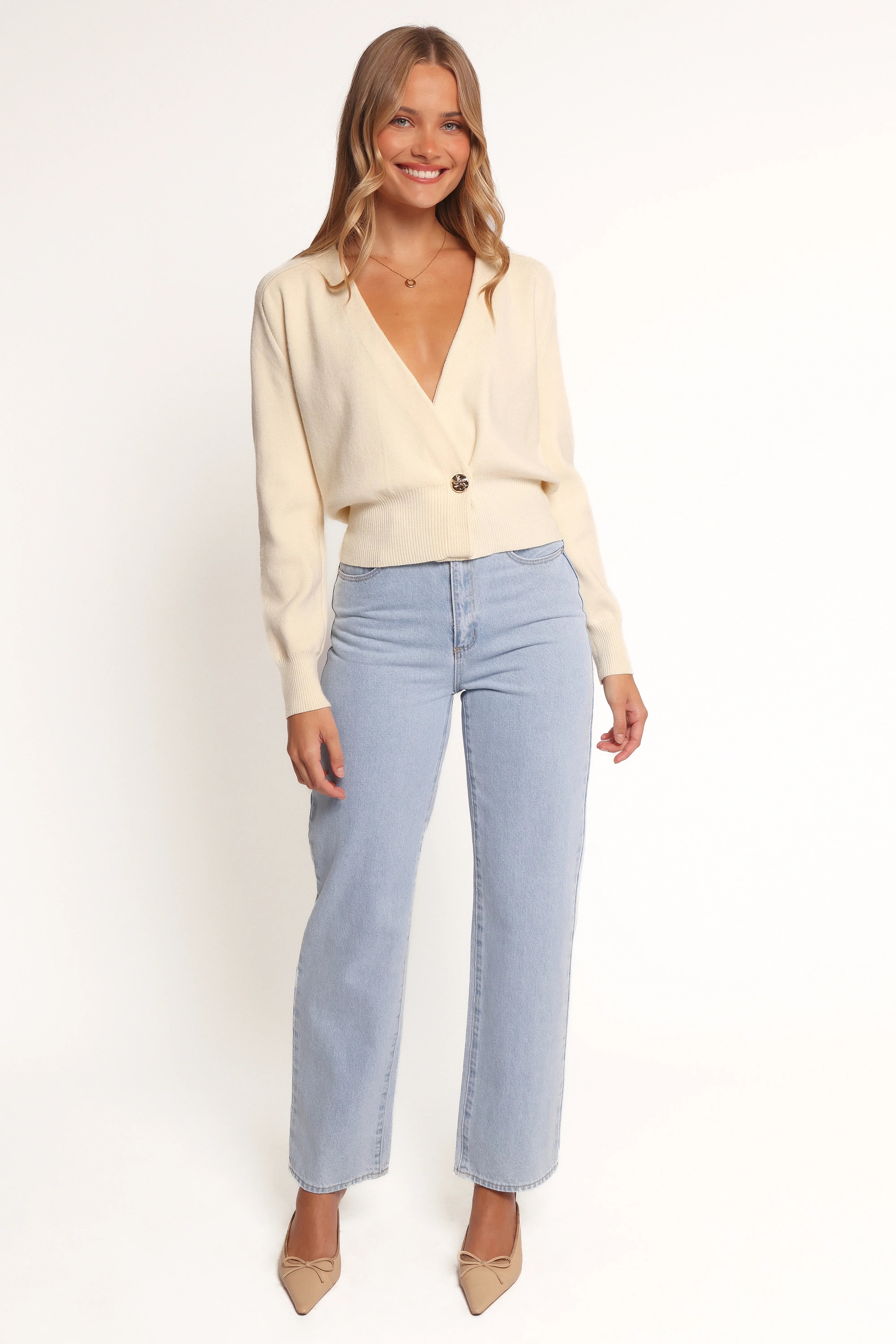 Caterina Button Cardigan Cream