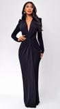 Melissa Metallic Front Twist Maxi Dress Black