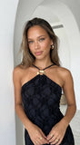 Zarevia Orbit Ring Mesh Maxi Dress Black