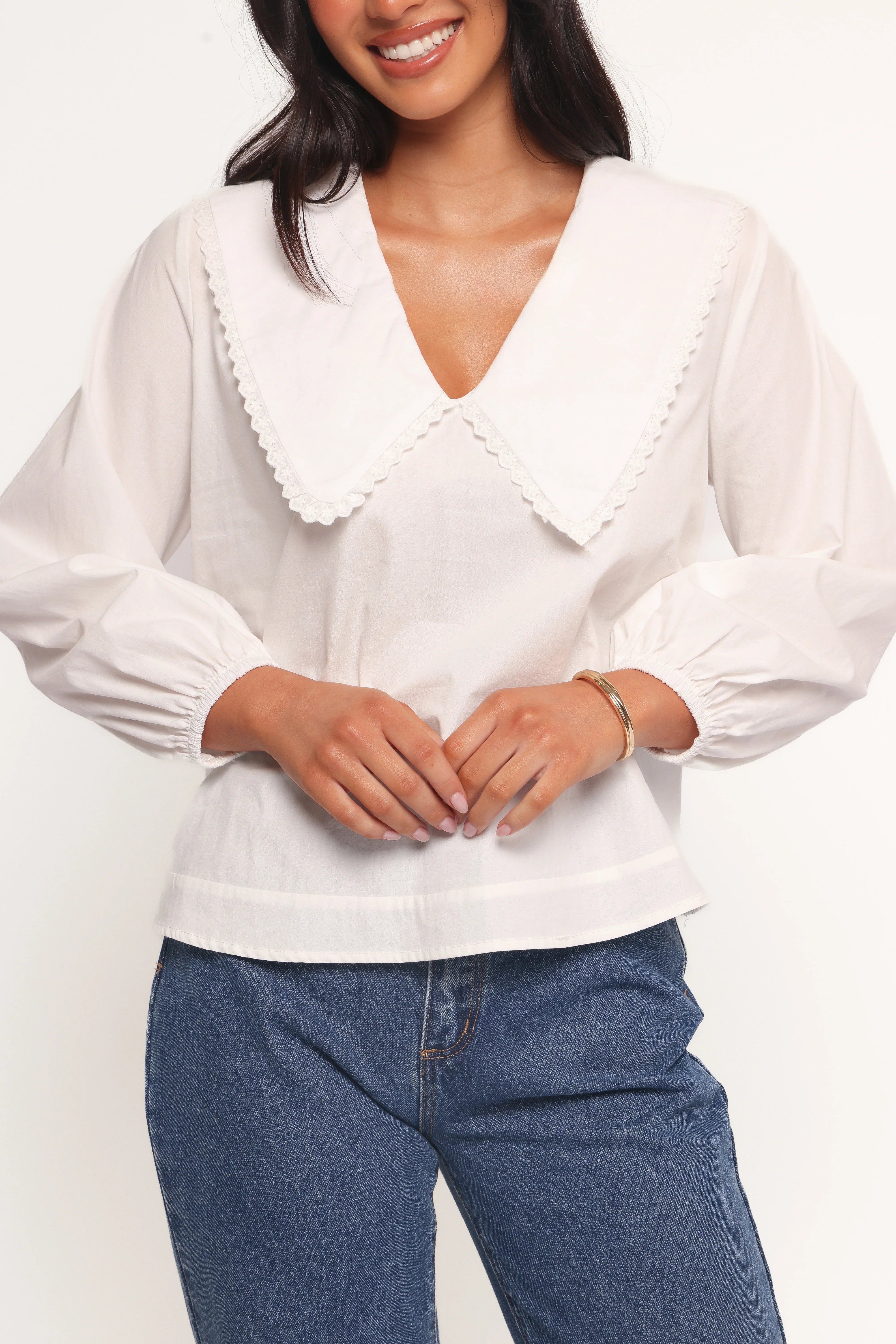 Kenna Long Sleeve Top White
