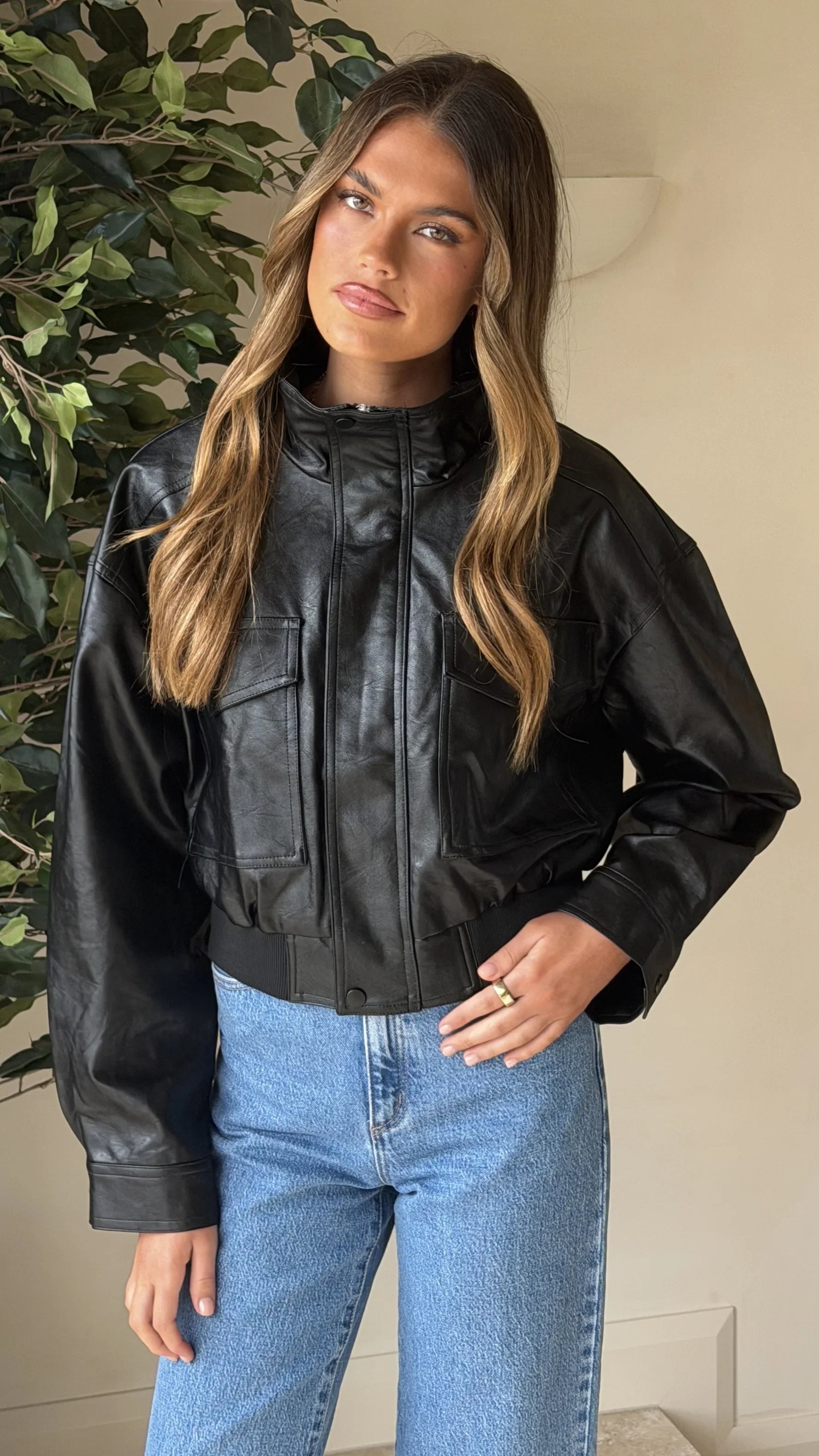 Hugo Funnel Neck Jacket Black