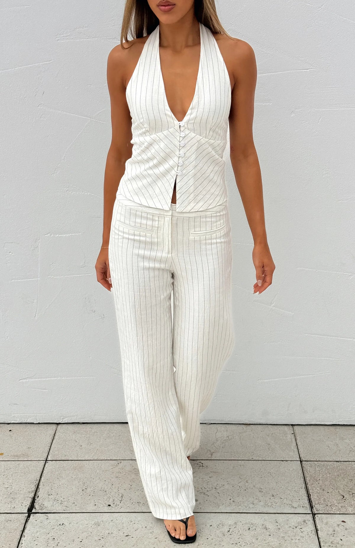 I Dont Compete Straight Leg Pants White