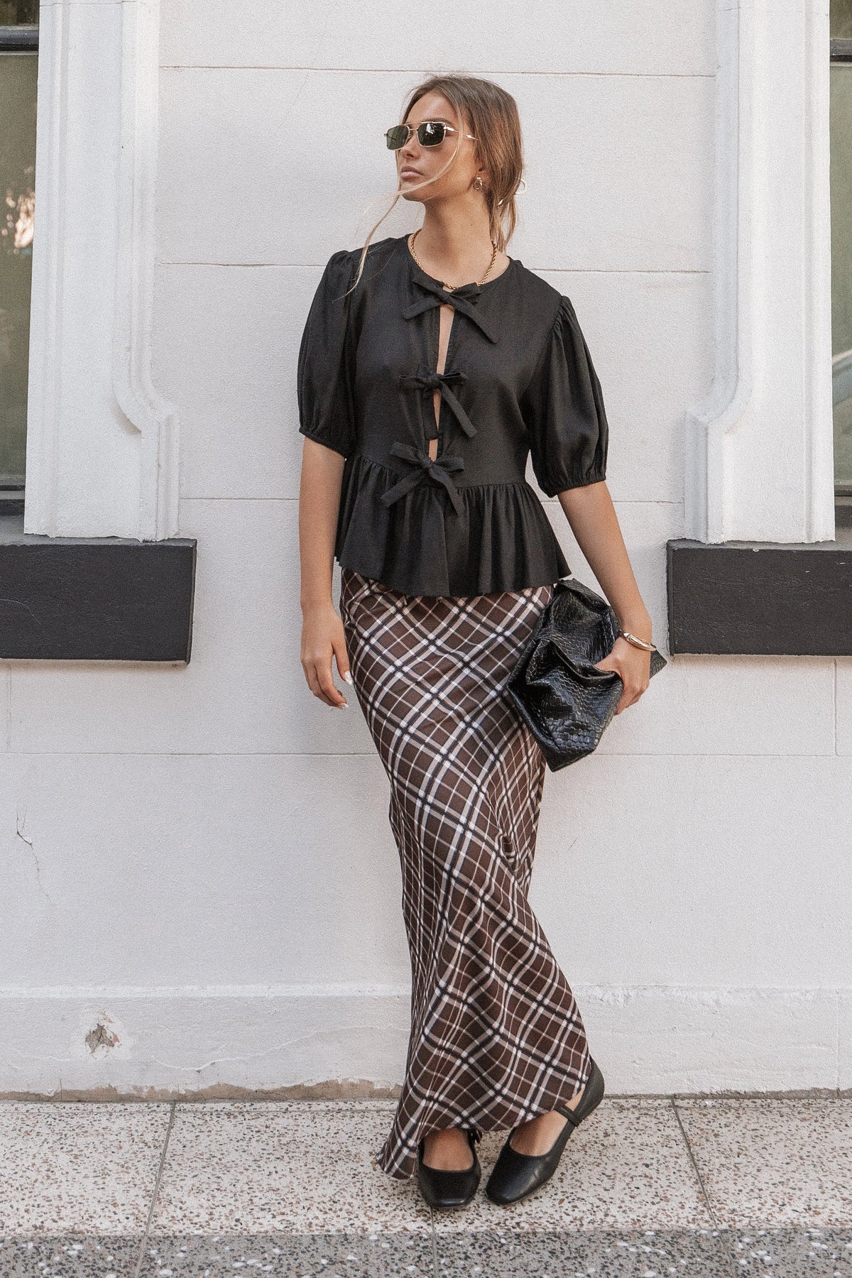 Sandra Midi Skirt Brown Check