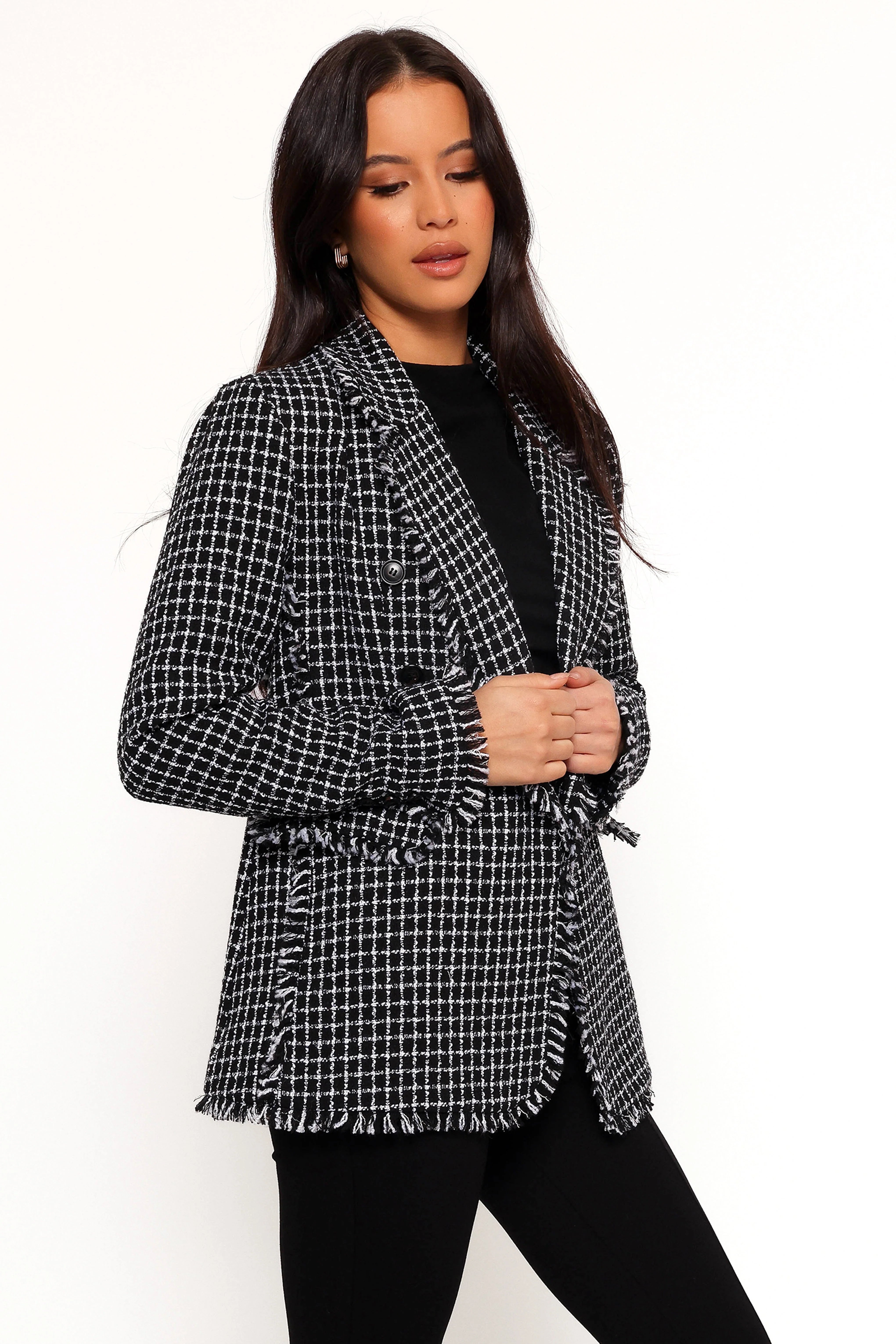 Rocco Hem Blazer Black White