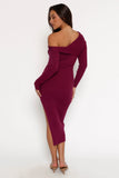 Cammie Long Sleeve Midi Dress Fuchsia