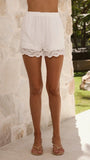 Zeta Button Up Long Sleeve Shirt and Shorts Set White Lace