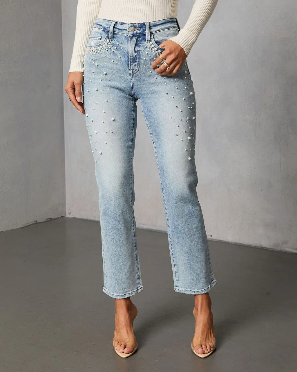 Sonorah Super Stretch Straight Leg Embellished Jeans
