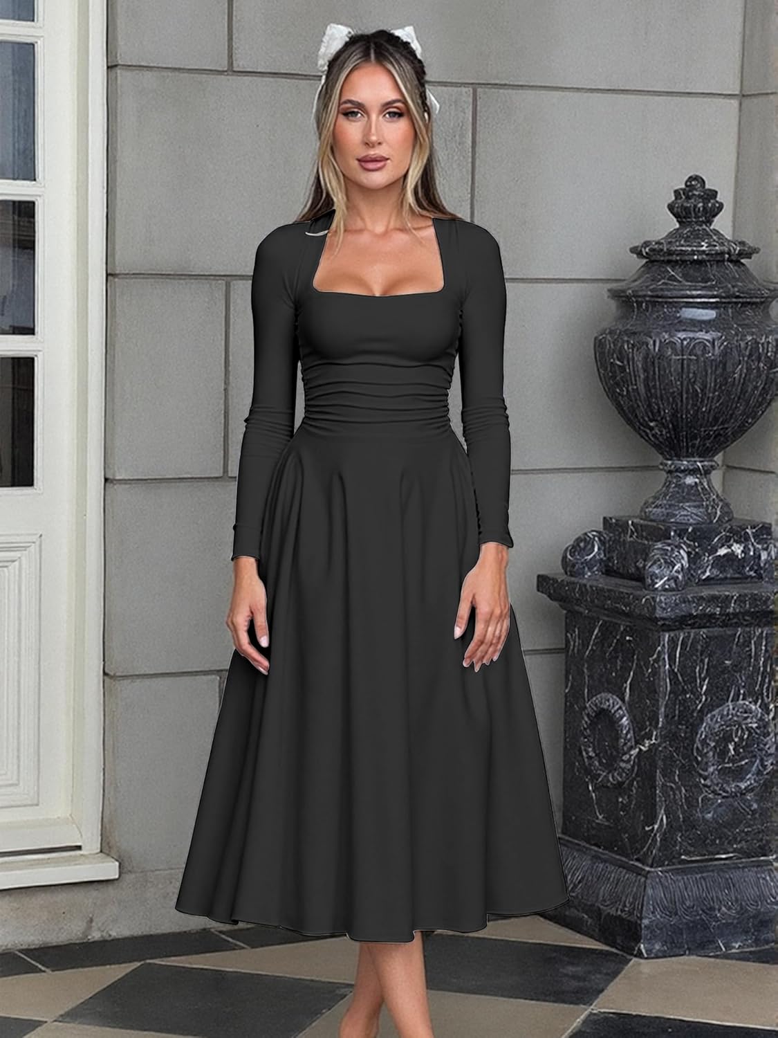 A Line Maxi Dress Ruffle Flowy Formal Long Dresses