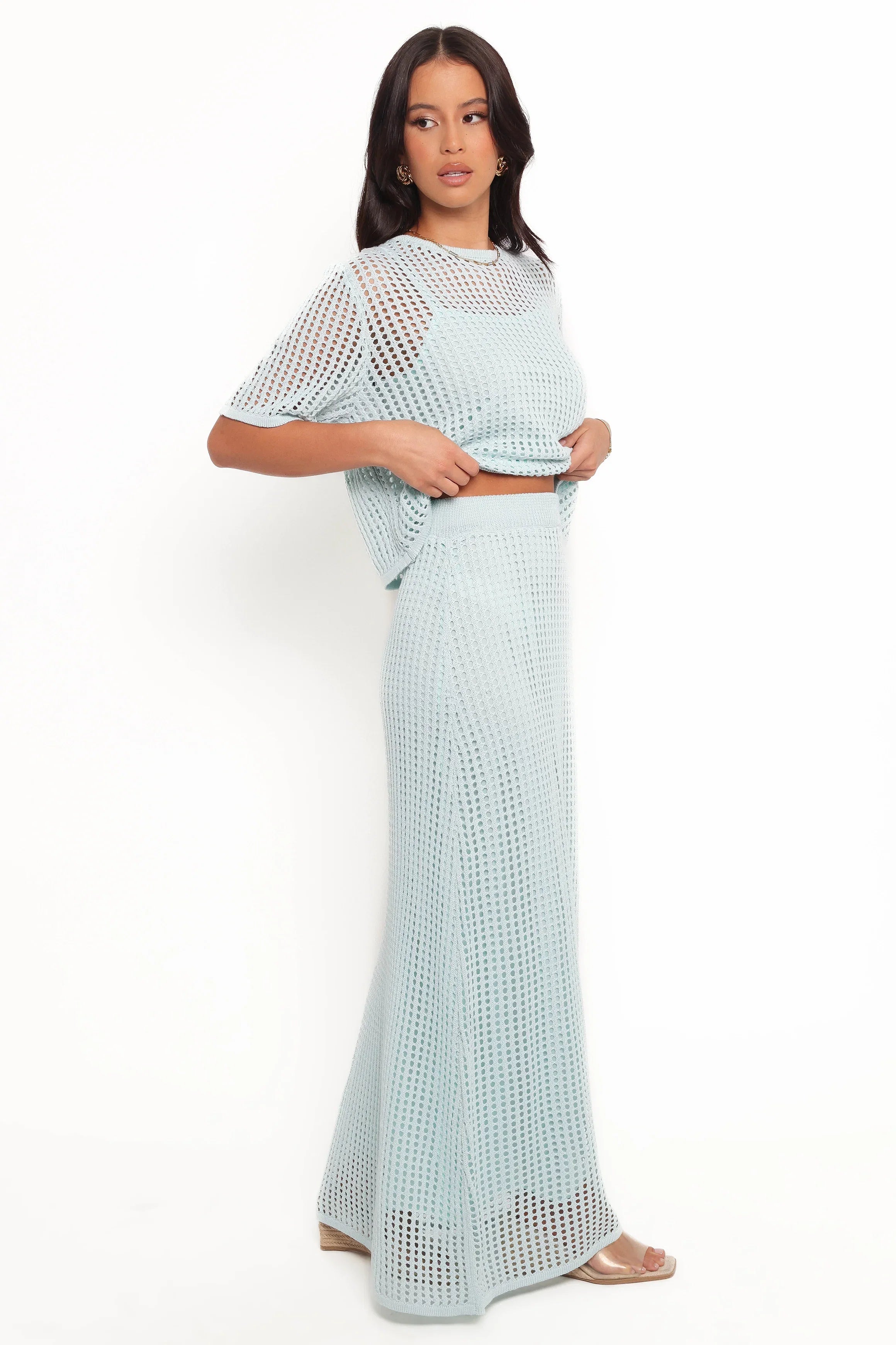 Kinnie Knit Skirt Set Light Blue