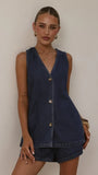 Hayley Vest and Shorts Set Dark Denim