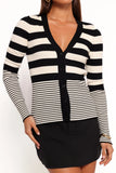 Sorella Cardigan Top Black Cream Stripe