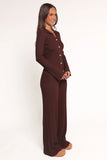 Aylia Ribbed Knit Set Chocolate