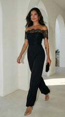Bellamora Lace Off Shoulder Jumpsuit Black