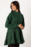 Minia Long Sleeve Mini Dress Hunter Green