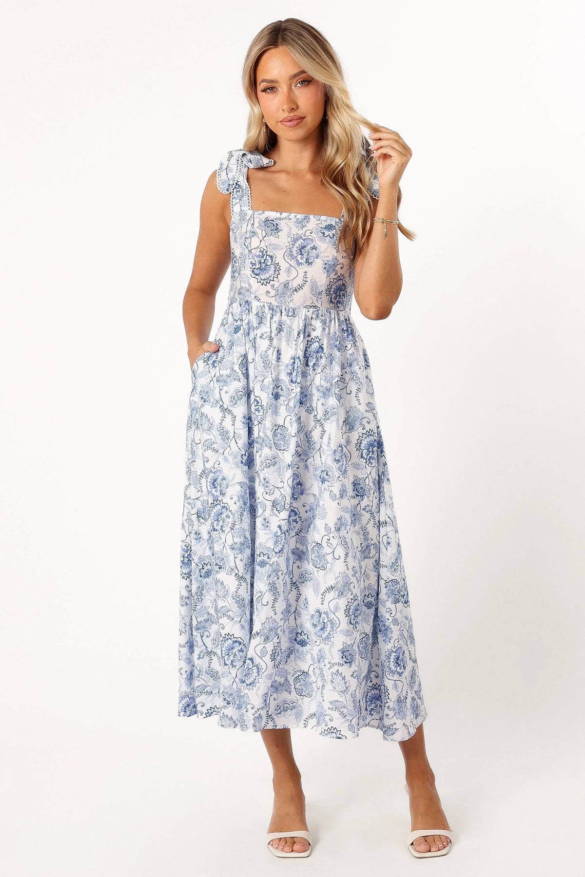 Janie Midi Dress Blue Floral
