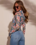 Janey Mesh Mock Neck Top