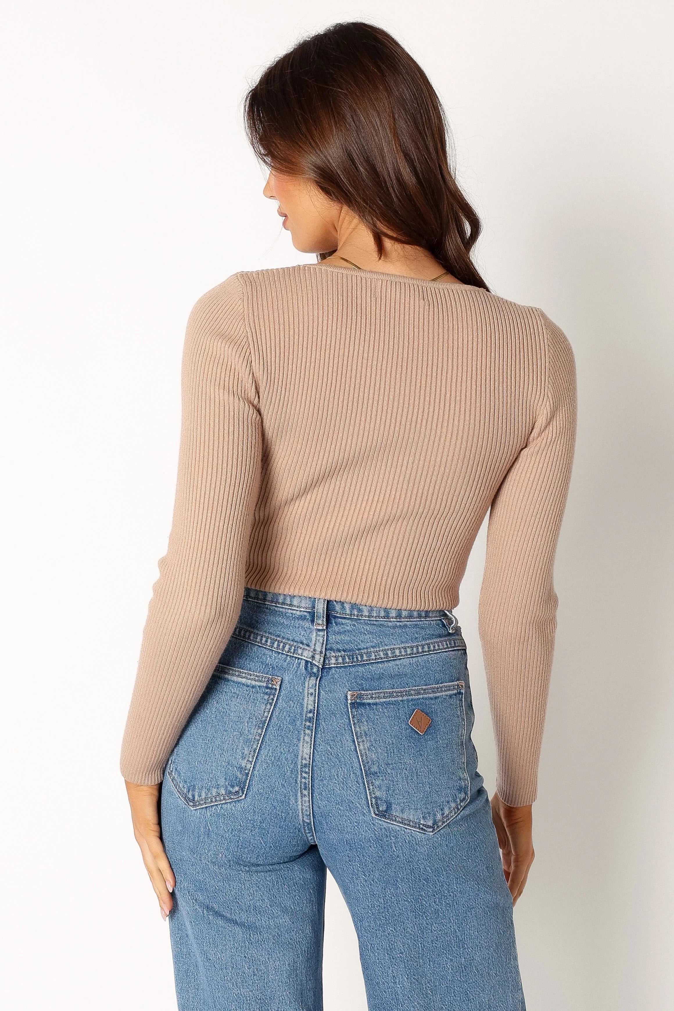 Wells Long Sleeve Knit Top Taupe